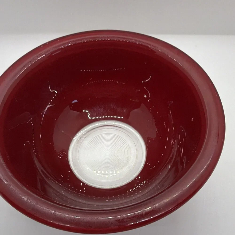 Pyrex 322 Red Solid Glass Clear Bottom  Stacking Mixing Bowls 1.5 and 1 L